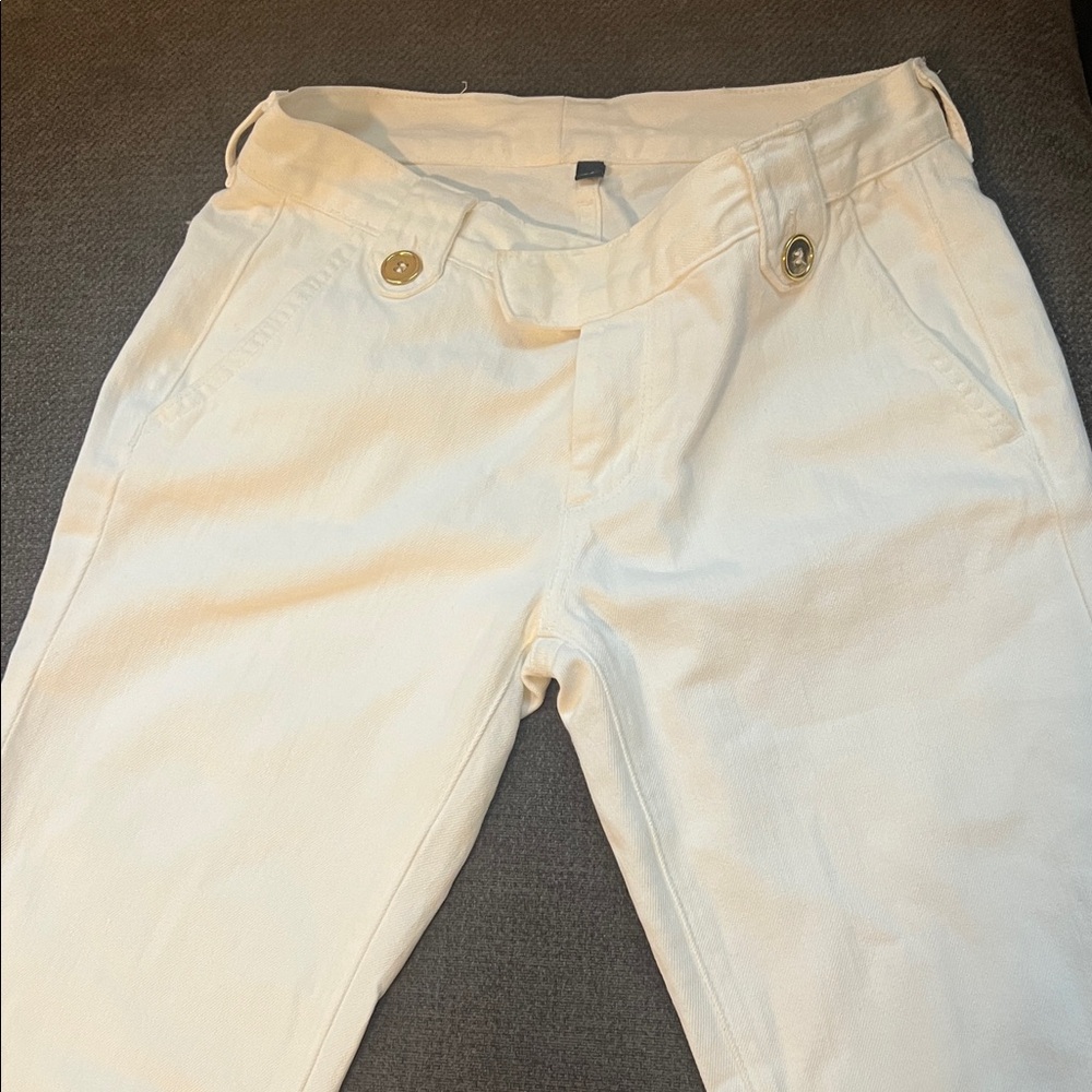 Anlo Cream Trousers with Gold Button Accents